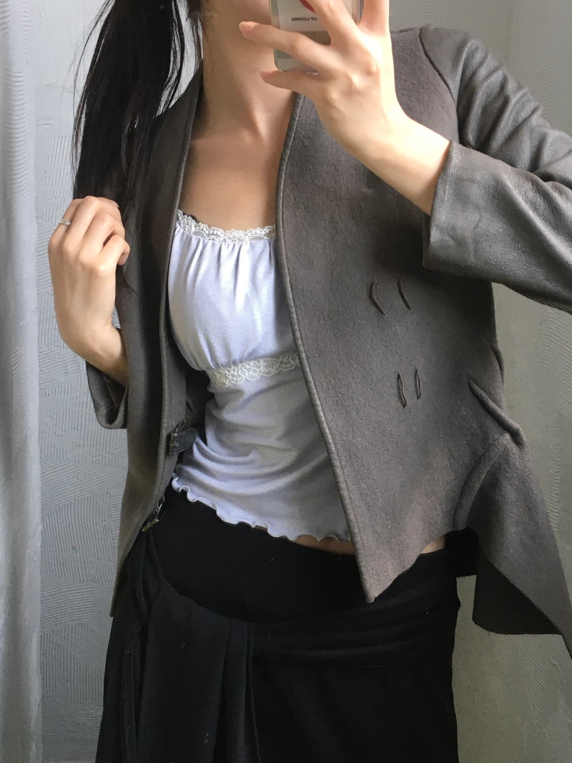 Rick Owens 릭오웬스 브라운 울 트리밍 언발 자켓  상품이미지2