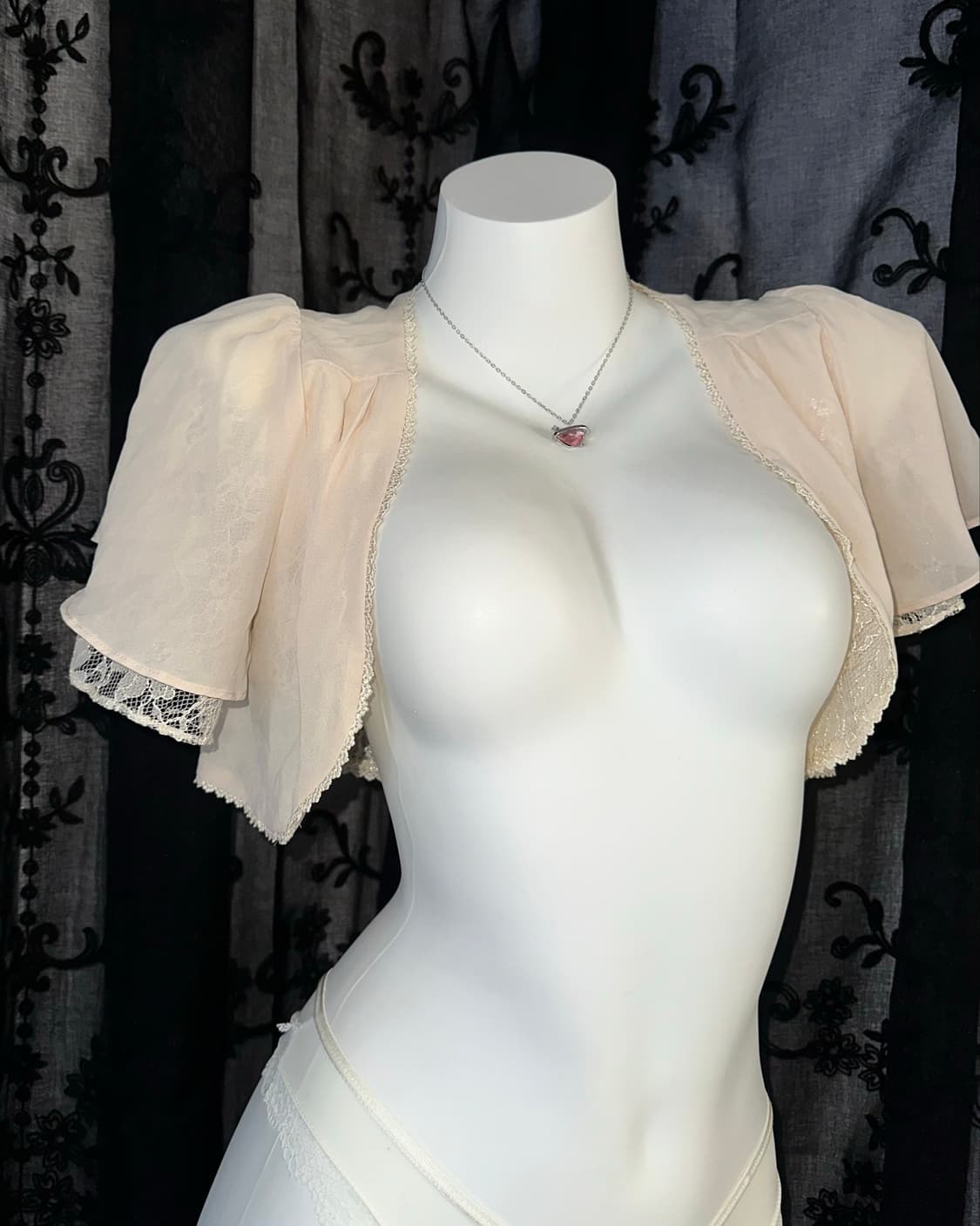 BE lace trim cropped bolero 상품이미지2