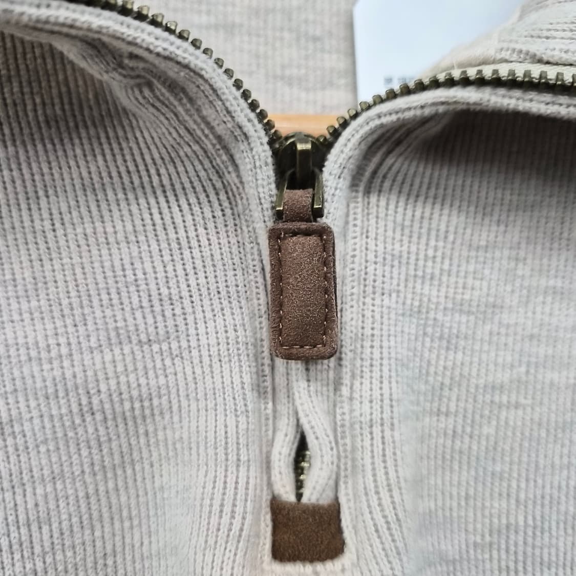 폴로 랄프로렌 오트밀 베이지색 코튼 하프 니트 집업 남성 S 상품이미지5