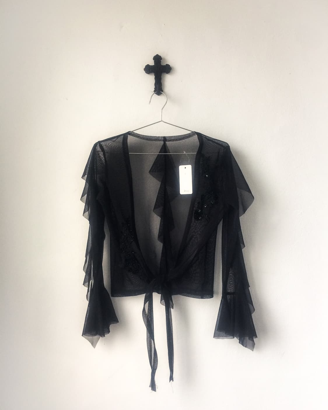 Ruffle point mesh cardigan 상품이미지1