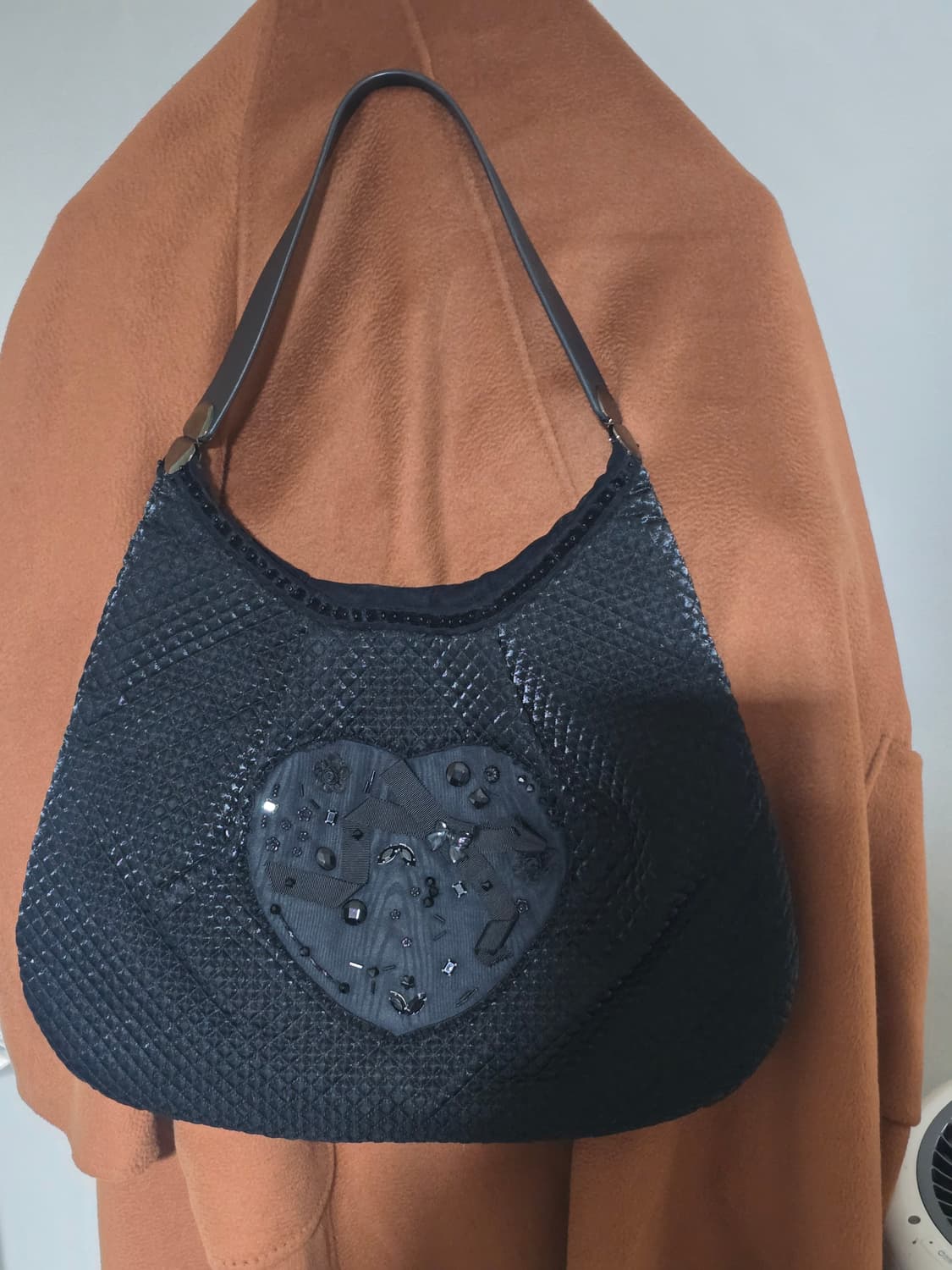 gothic Y2K 블랙 하트 장식 숄더백 상품이미지8