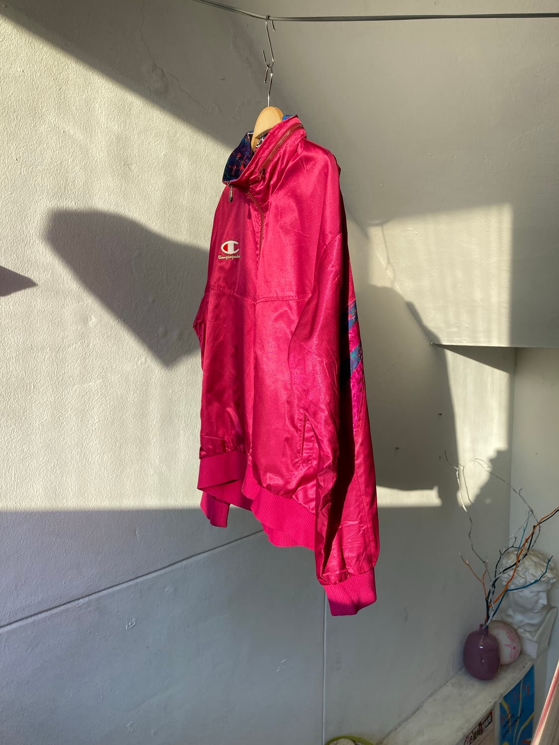 챔피온 레트로 푸시아핑크 후드 내장 바람막이 상품이미지4
