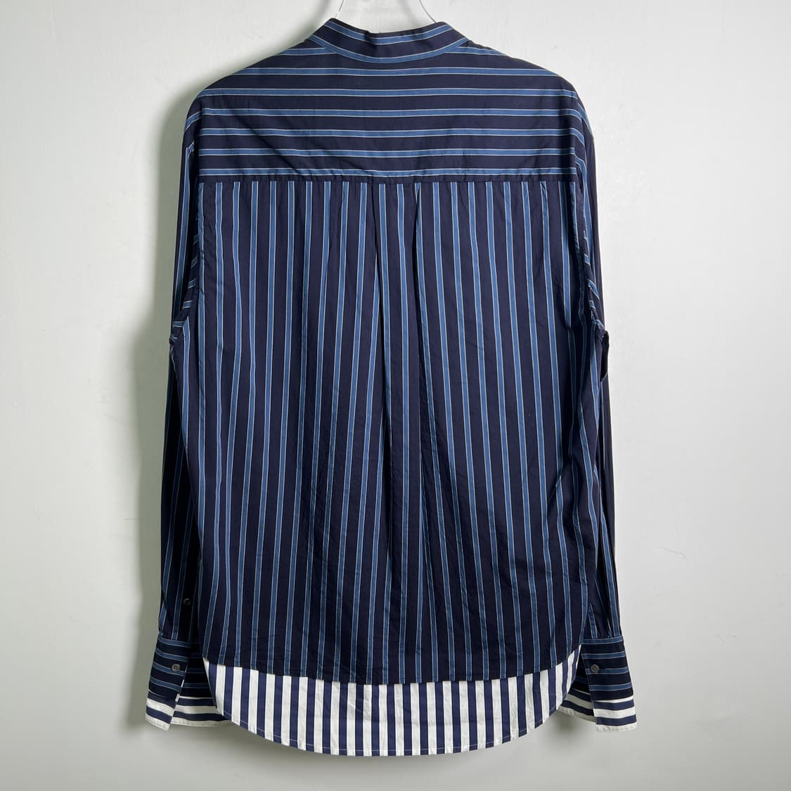 솔리드옴므 네이비 스트라이프 더블 레이어드 셔츠 48 상품이미지6