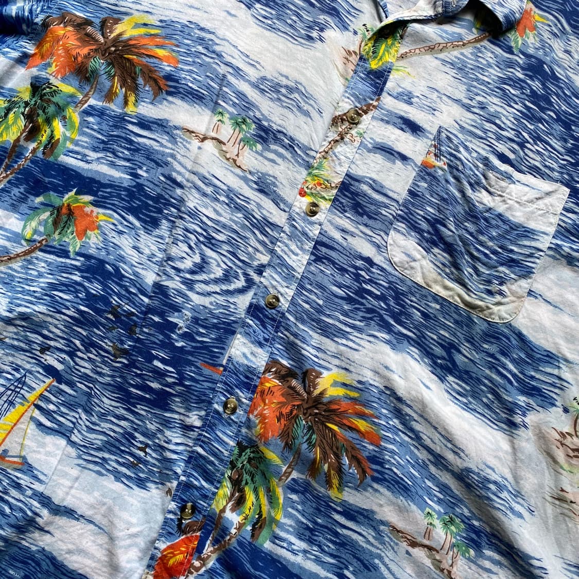 빈티지 반팔 셔츠 블루 하와이안 상품이미지3