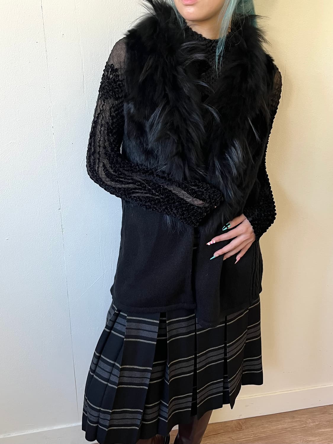 GYESSO 라쿤 퍼 베스트 자켓  상품이미지5