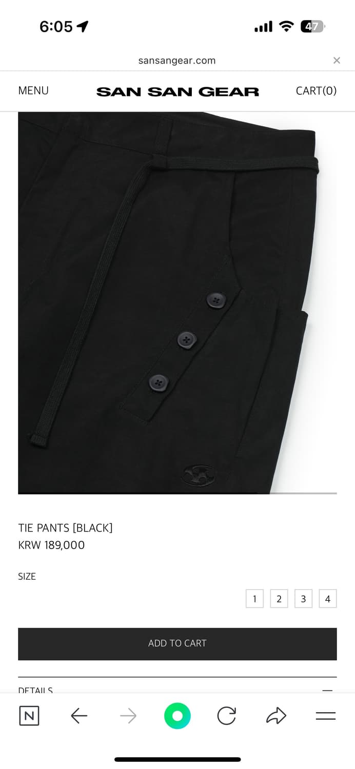 (1)산산기어 타이 팬츠 tie pants black 상품이미지3