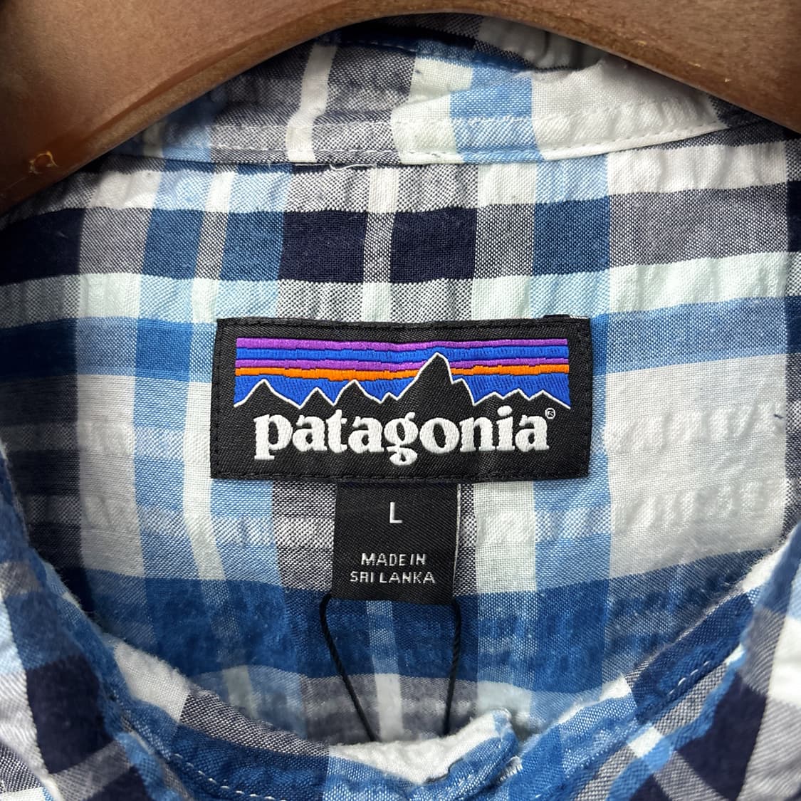 파타고니아 멀티 블루타탄 체크 시어서커 반팔셔츠 N1250 상품이미지8