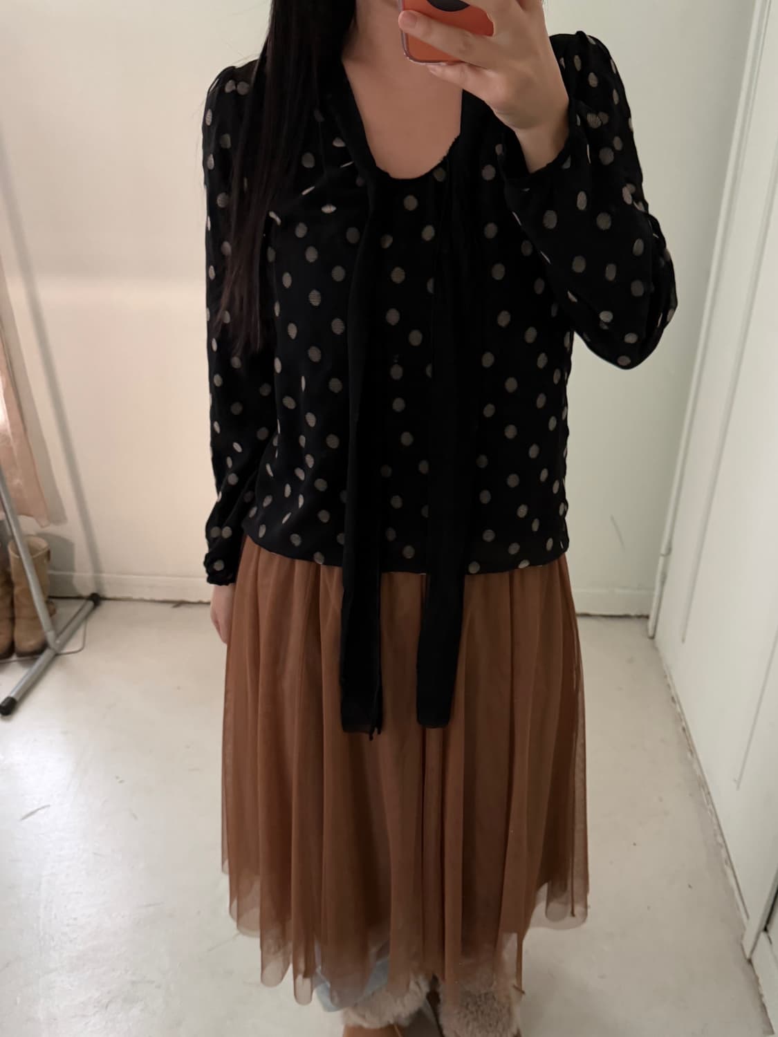 일본빈티지 도트 리본 블라우스 상품이미지2