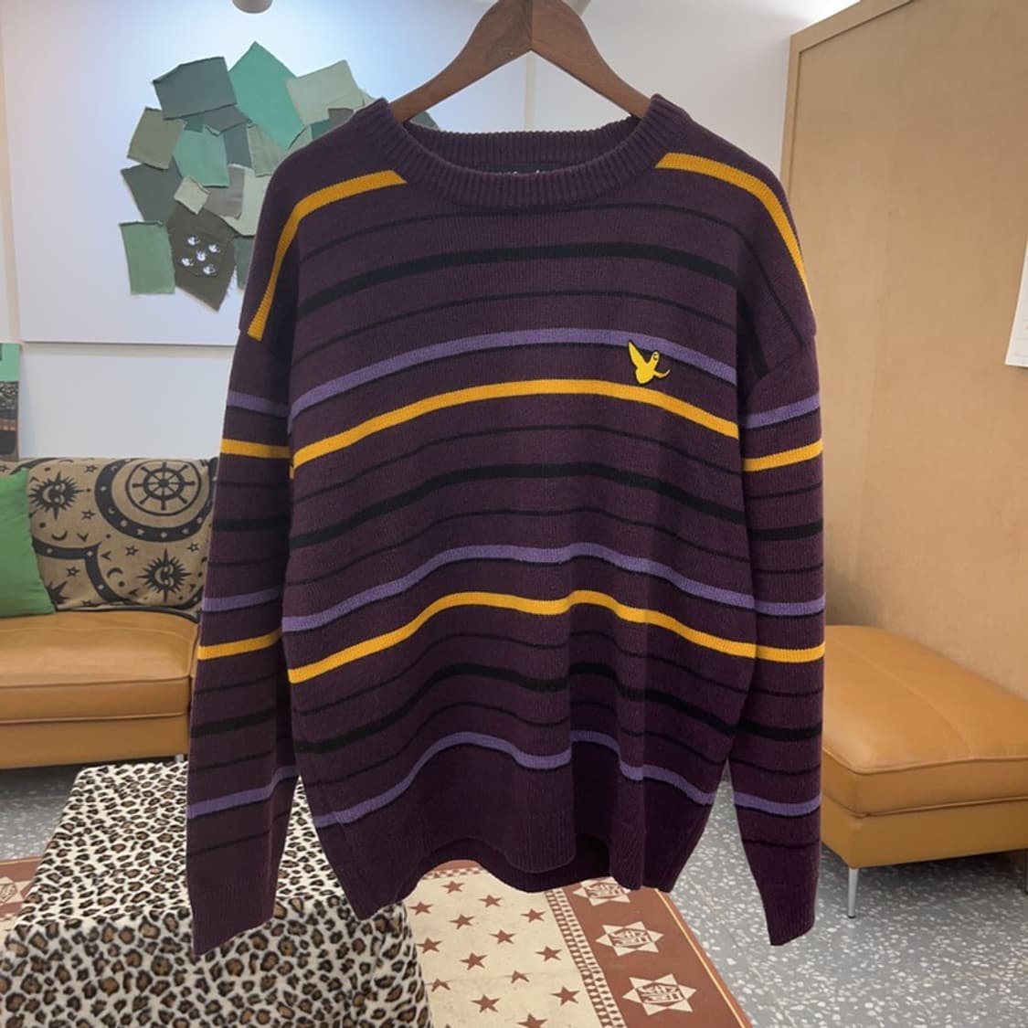 마크곤잘레스 레트로 스트라이프 딥퍼플 니트 L C09384 상품이미지3