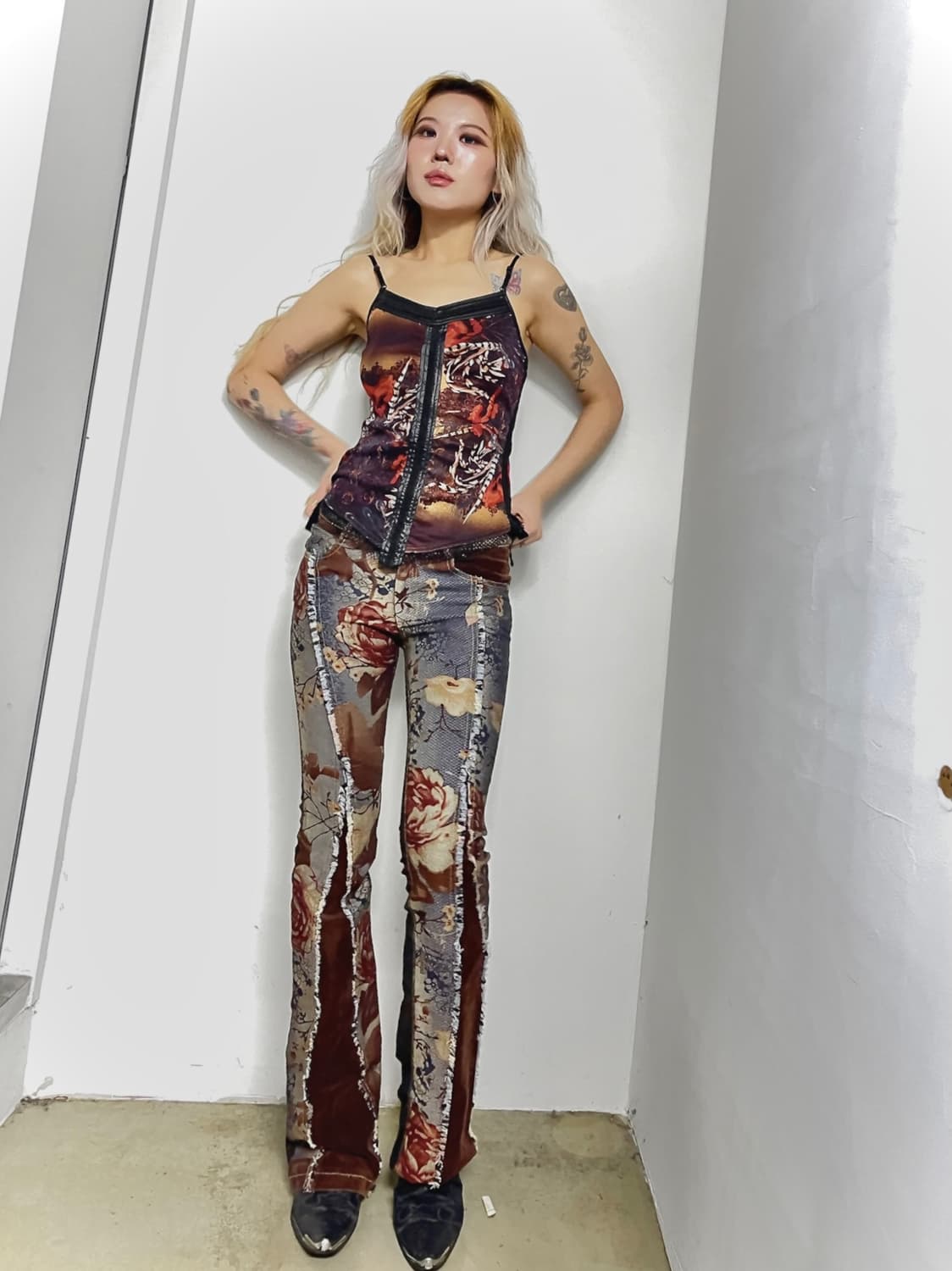 오즈온 보헤미안 패턴 부츠컷 데님팬츠 상품이미지2