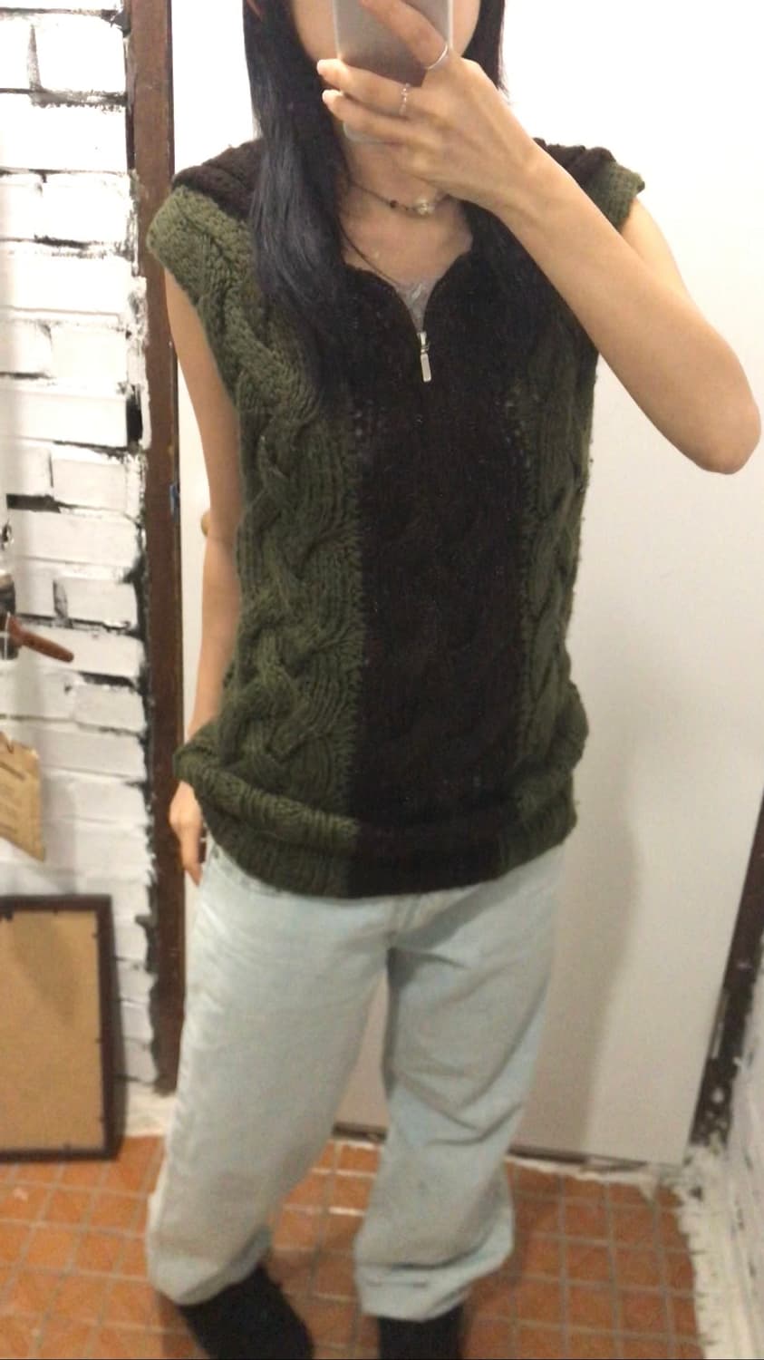 카키 브라운 니트베스트 상품이미지2