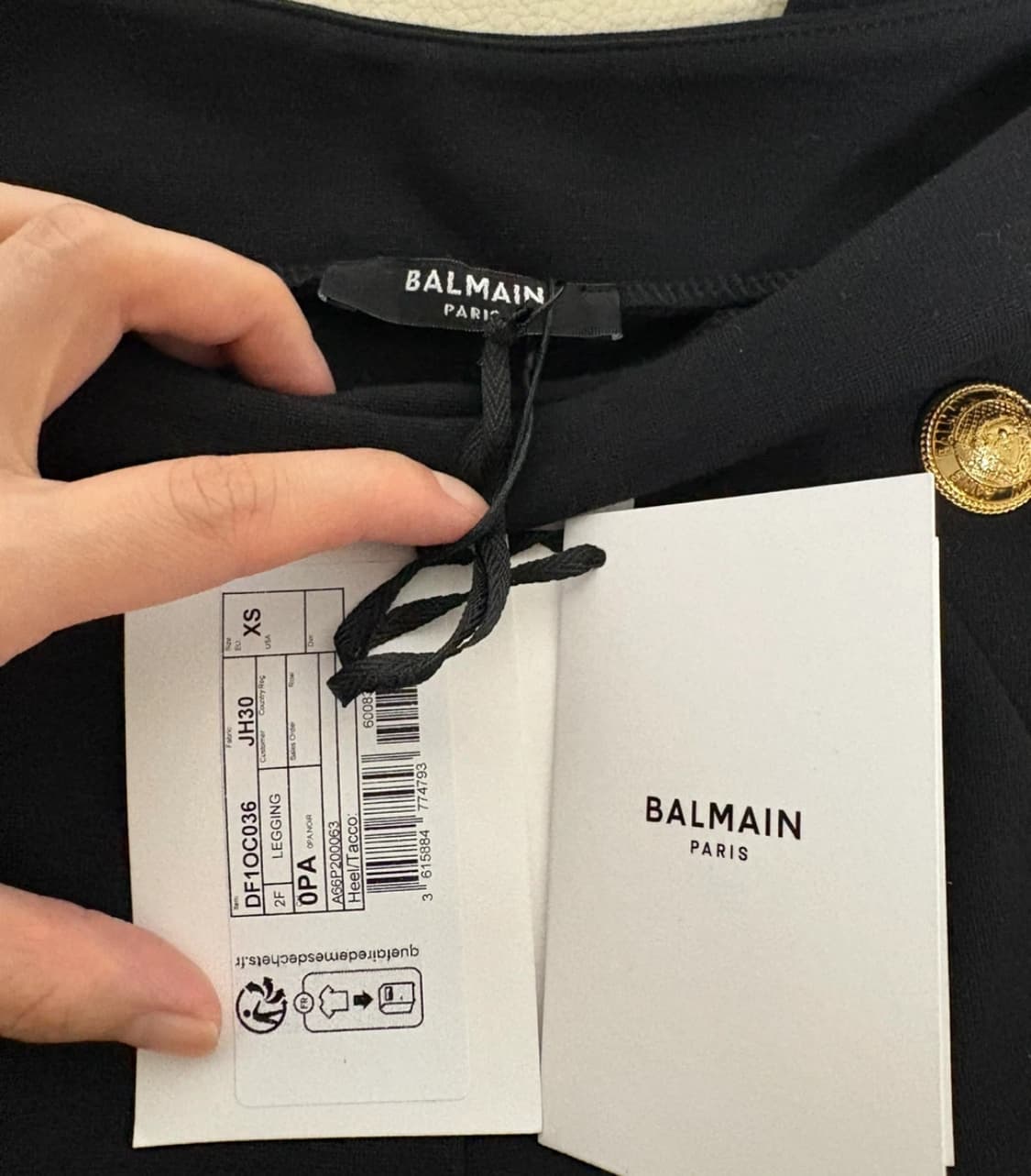 Balmain 발망 금장 나폴레옹 버튼 레깅스 팬츠 블랙 새상품 xs 상품이미지4