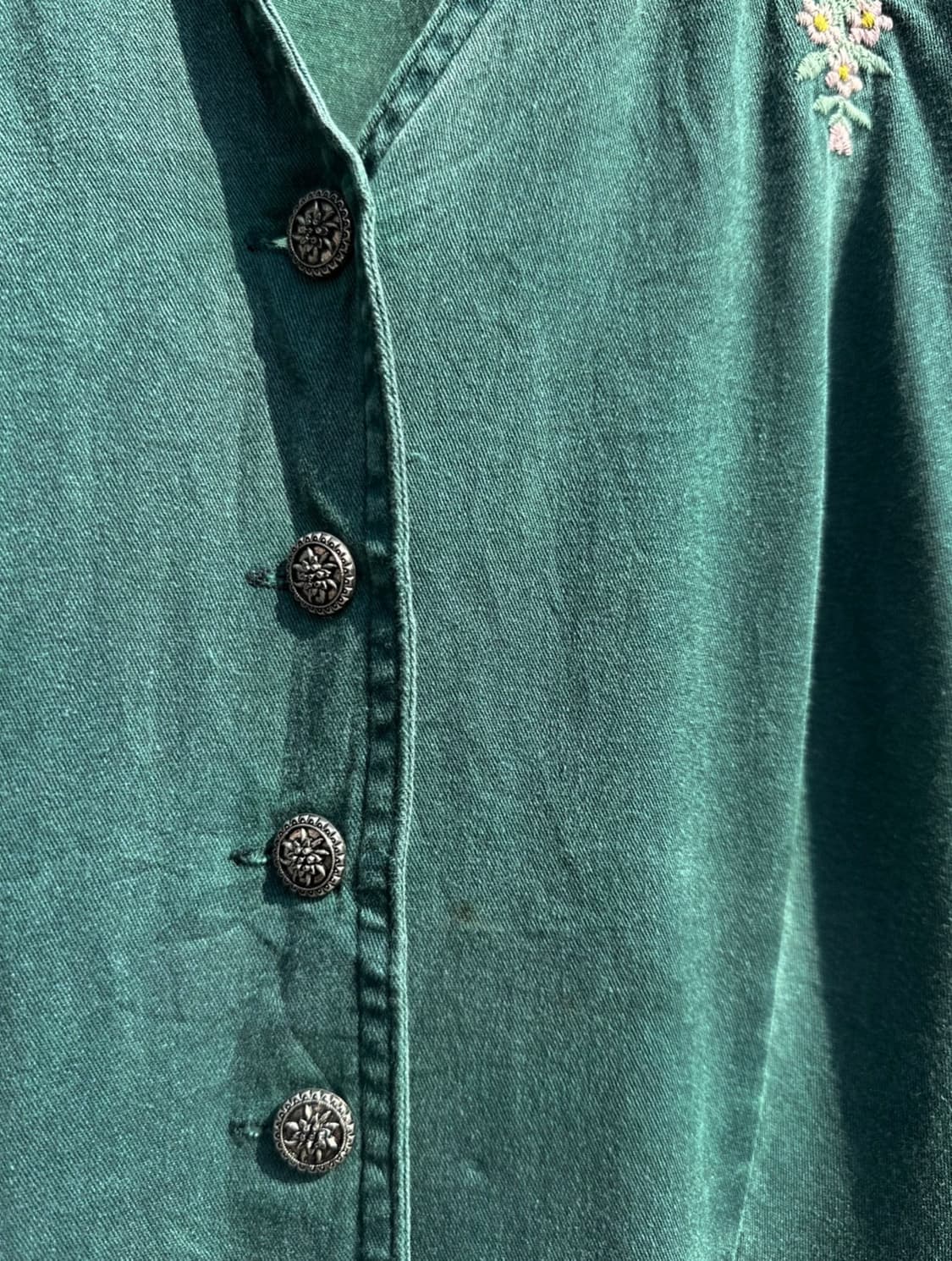 90’s 오스트리아 티롤리안 그린 플라워자수 원피스 상품이미지5