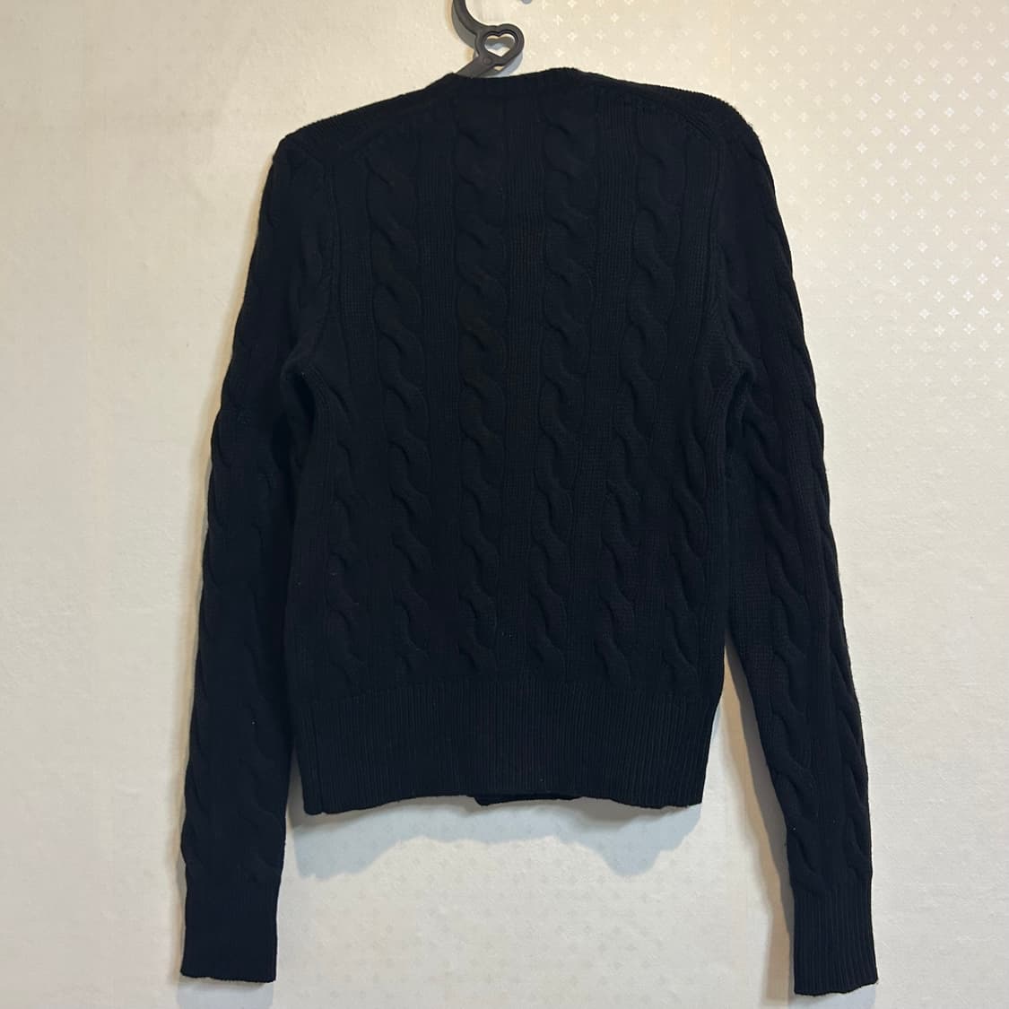 폴로 랄프로렌 신형 꽈배기 케이블 니트 울 캐시미어 가디건 블랙 S  상품이미지7