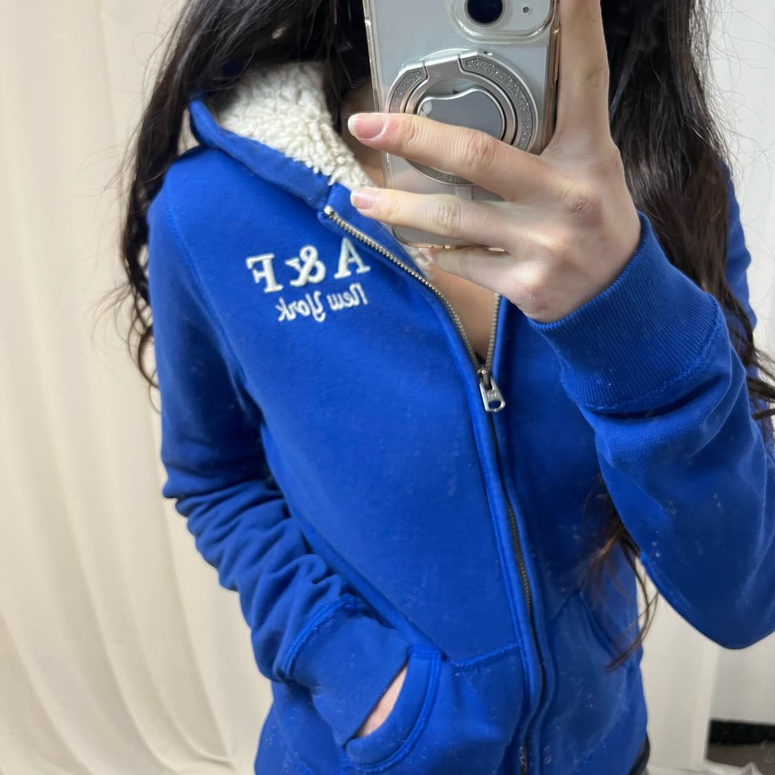 Abercrombie Blue Fleece Zip Hoodie 상품이미지3