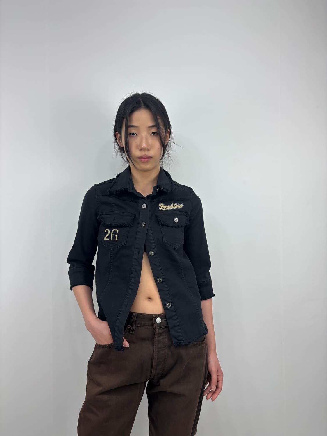 LETTERING 3/4 SLEEVE SHIRT 상품이미지1