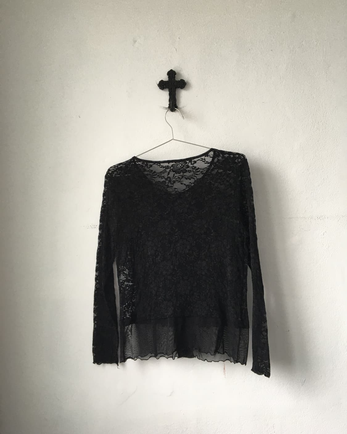 Frill point flower pattern lace cardigan 상품이미지3