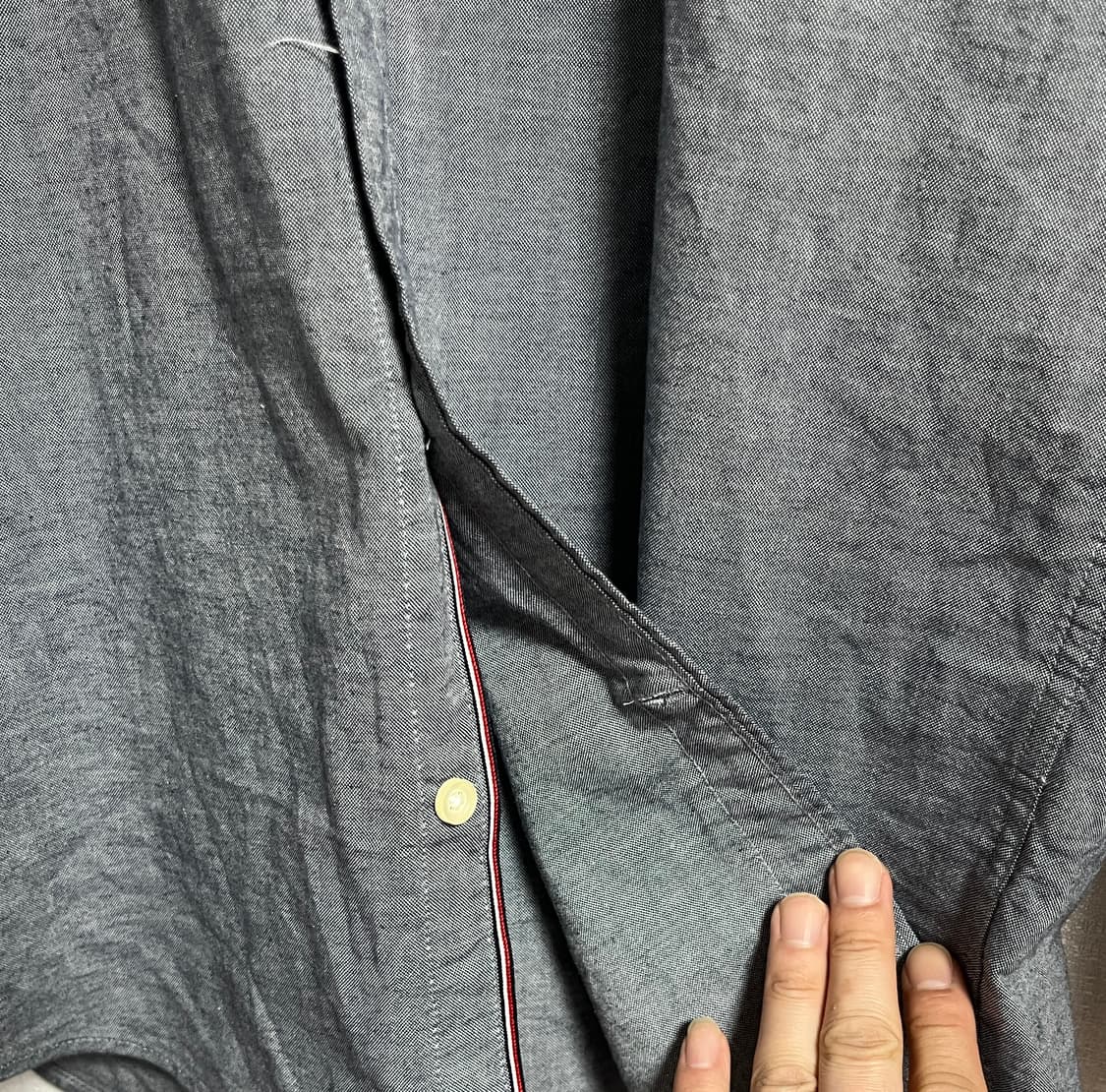 공용 타미힐피거 레귤러핏 그레이 옥스포드 셔츠 M 상품이미지3