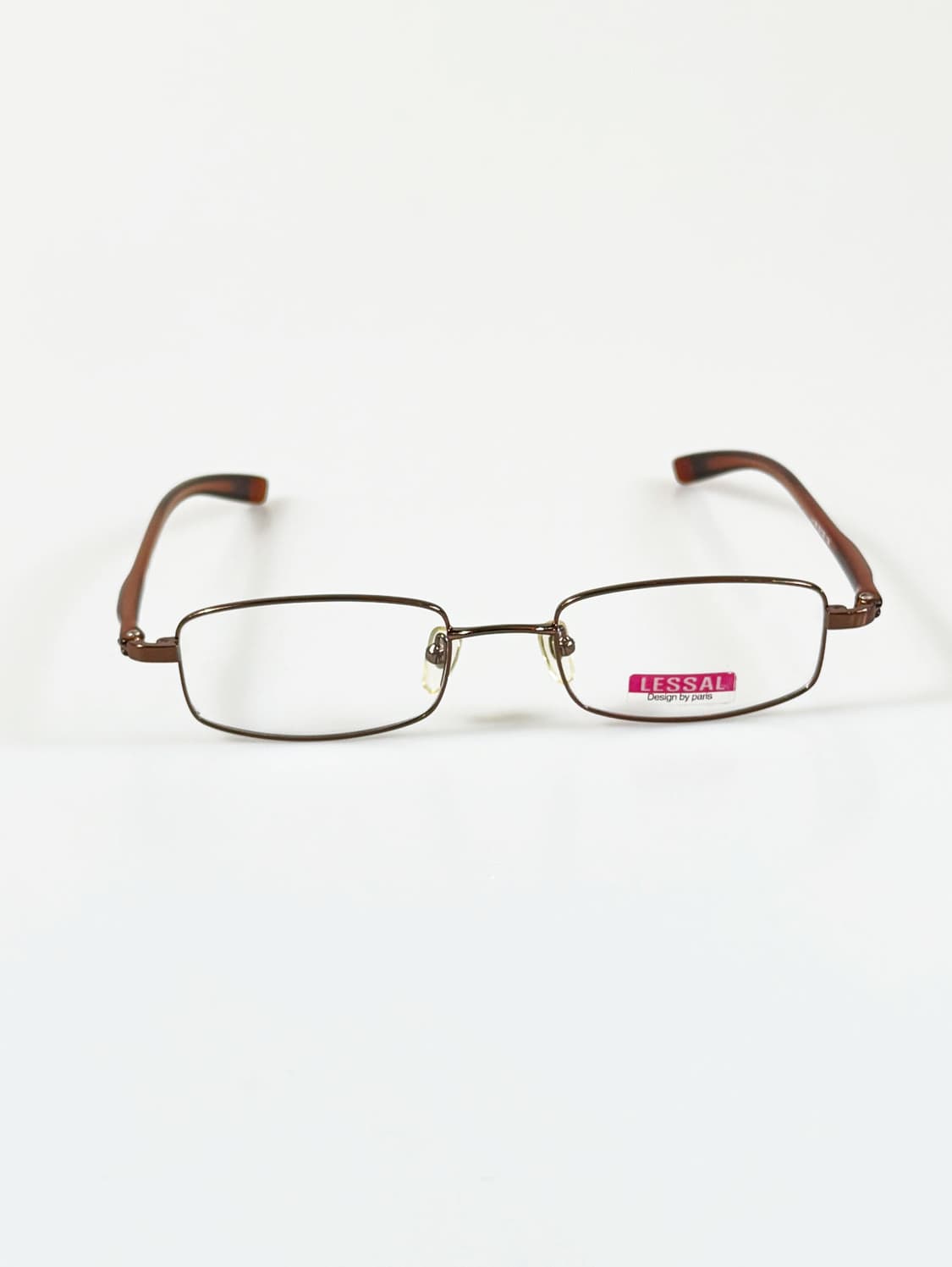 90s LESSAL 브라운 메탈 슬림 스퀘어 빈티지 안경 상품이미지2