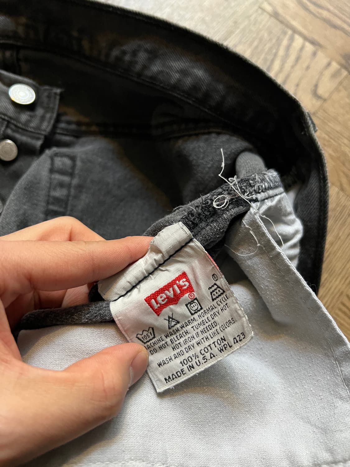 [38]90's 리바이스 501 USA Made 흑청 데님 팬츠 S13 상품이미지7