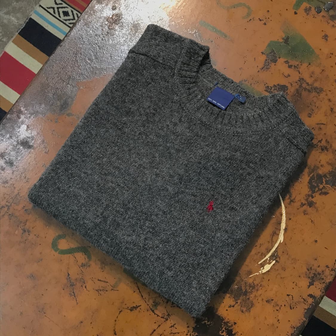 폴로랄프로렌 차콜 그레이 셰틀랜드 울 니트 남성 105 110 사이드 상품이미지1