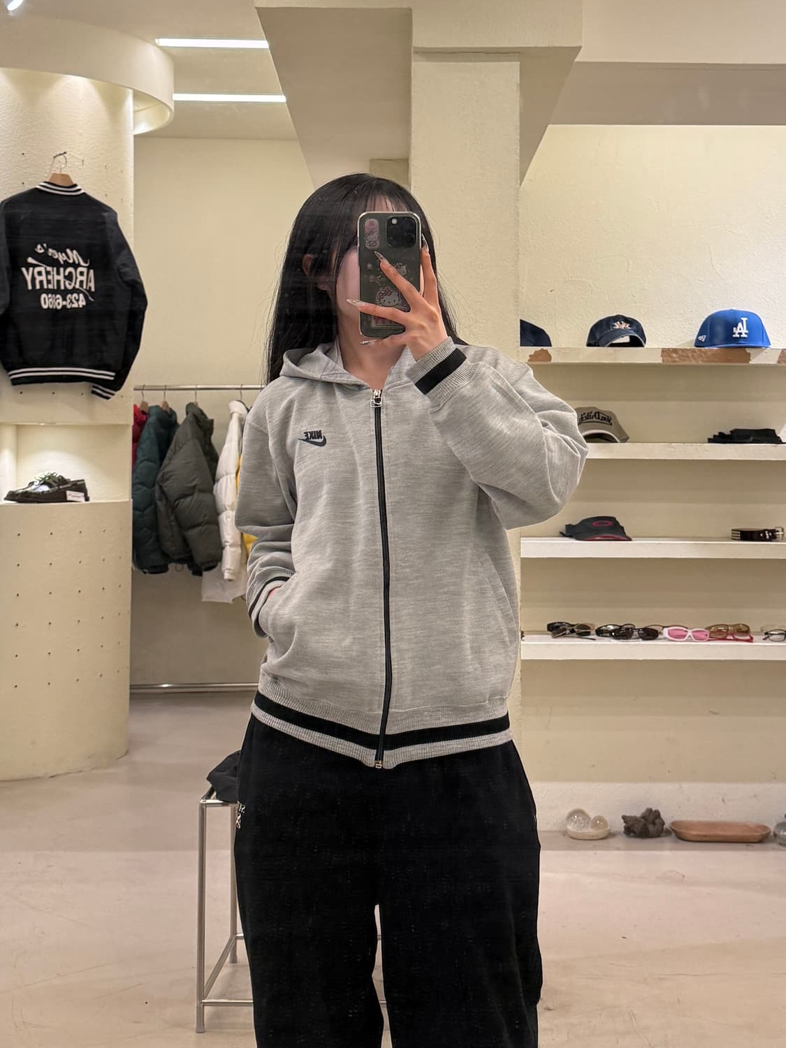 나이키 빈티지 로고 후드집업 그레이 U959 상품이미지1