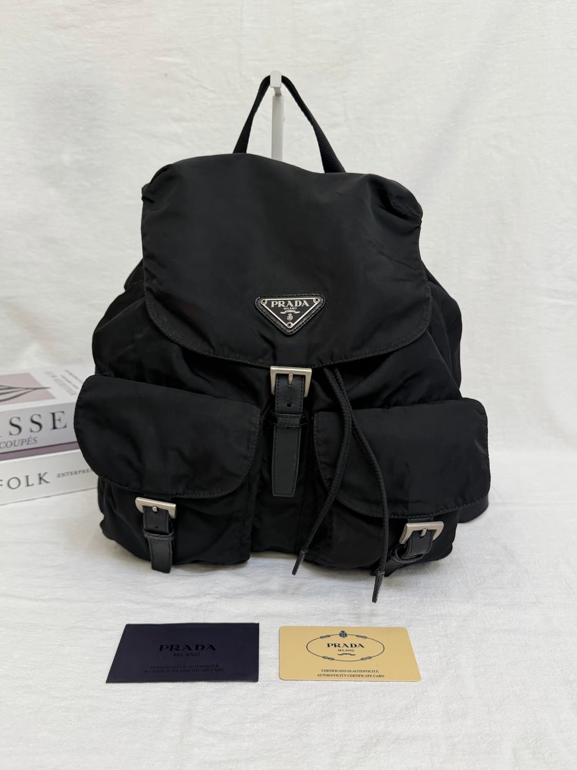 정품 프라다 나일론 투포켓 백팩 블랙 (게런티카드 포함) 상품이미지3