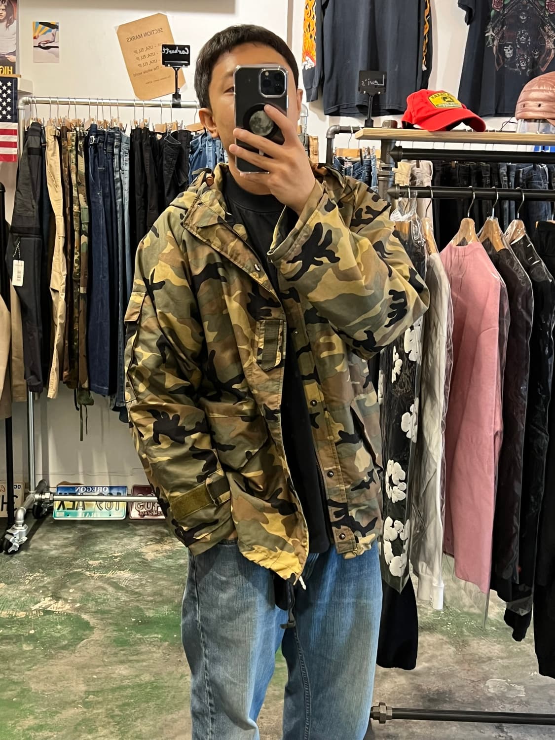 [L] 우드랜드 패턴 카모 바람막이 후드 자켓 상품이미지2