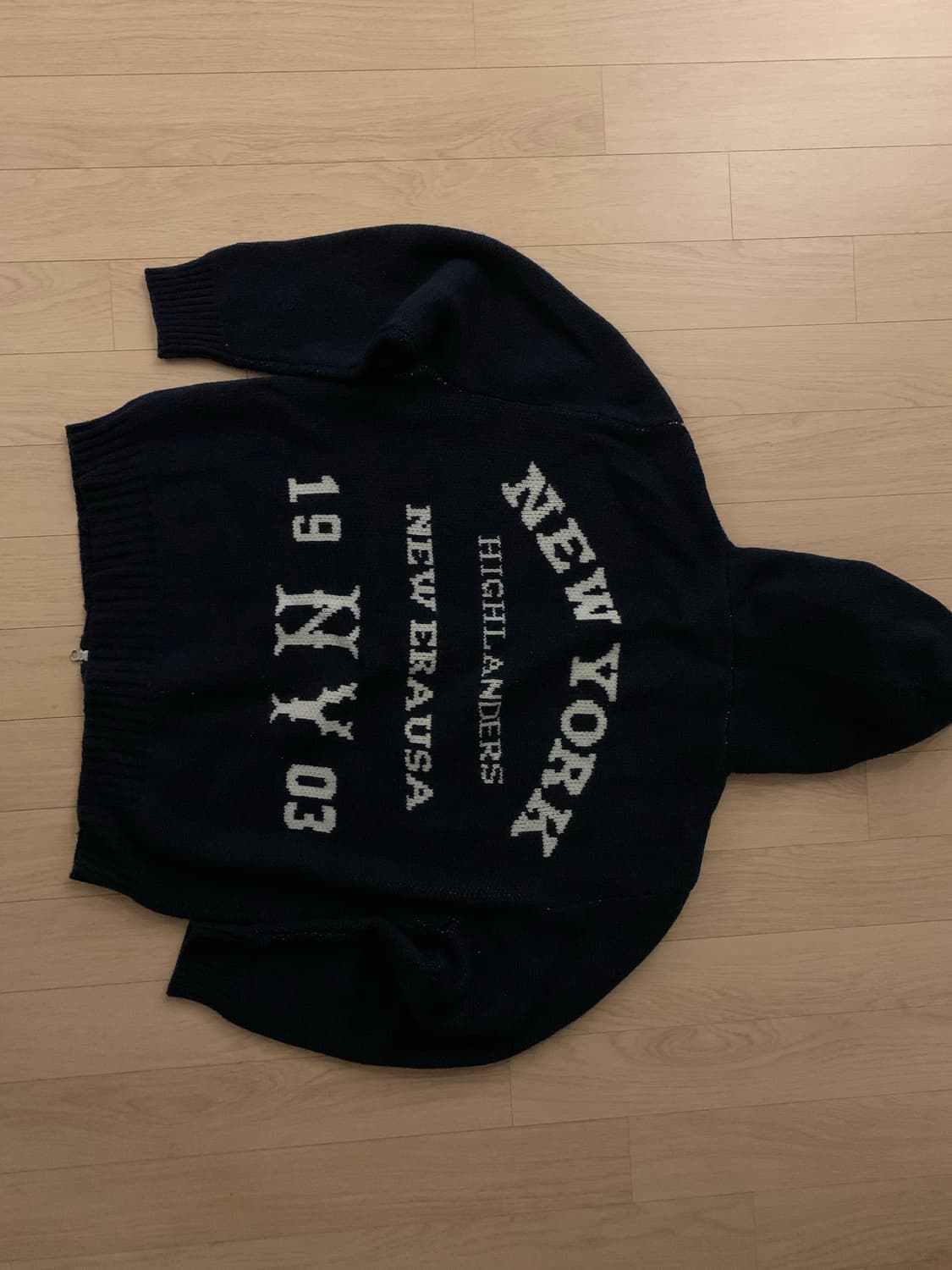 (M)뉴에라 니트 후드집업 네이비 상품이미지5