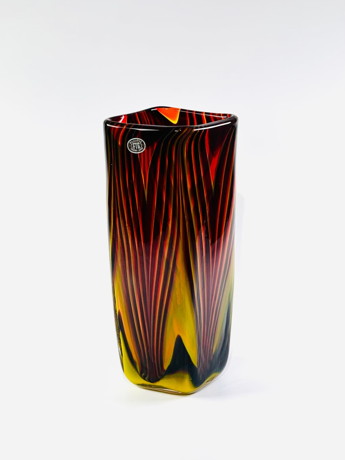 일본 빈티지 마르티 아트글라스 스퀘어 대형 화병 상품이미지1