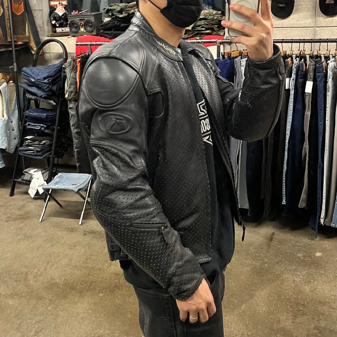 빈티지 타공 레더 라이더 자켓 (105) 상품이미지3