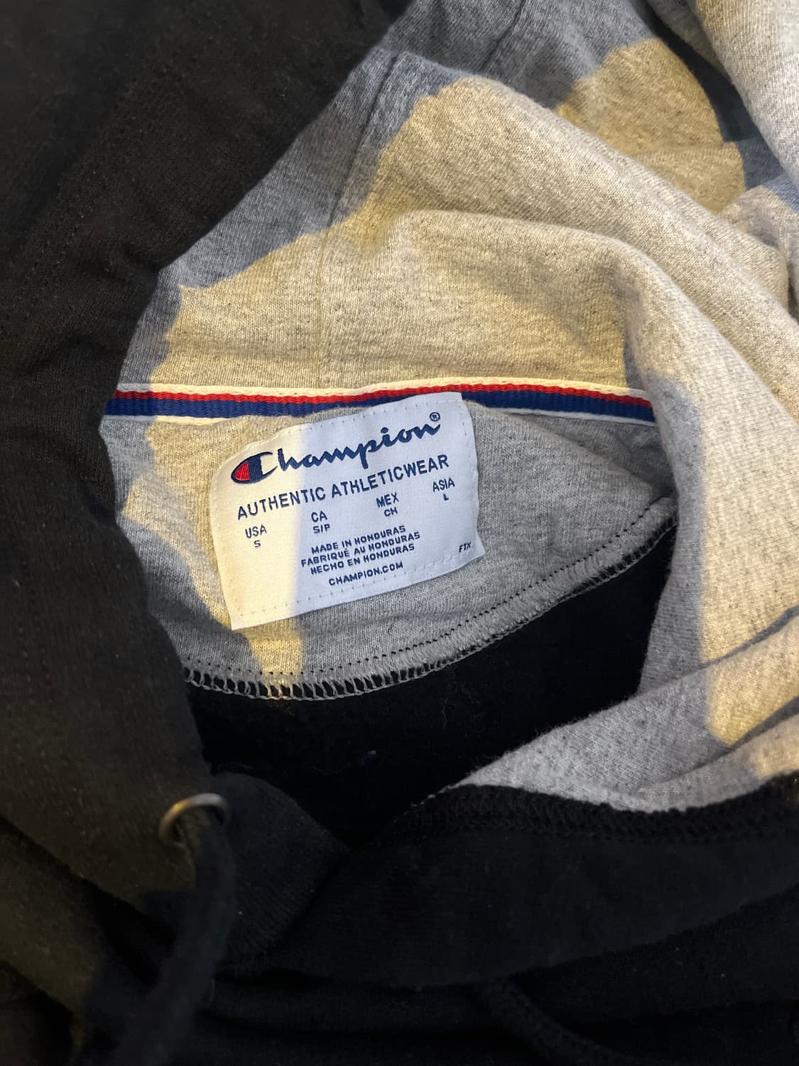 챔피온 배색 검정 후드티 상품이미지3