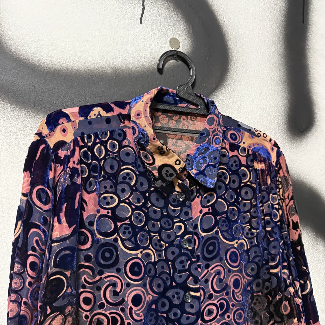 VTG 빈티지 오리엔탈 시스루 벨벳 패턴 긴팔 셔츠 상품이미지3