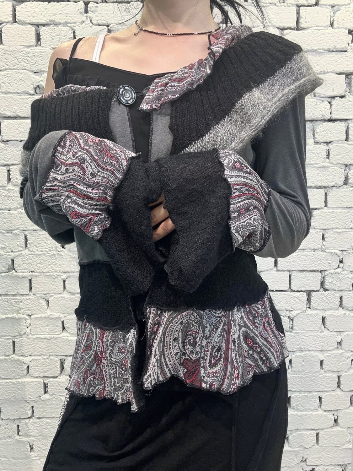 Bohemian Patchwork Knit Cardigan  상품이미지4
