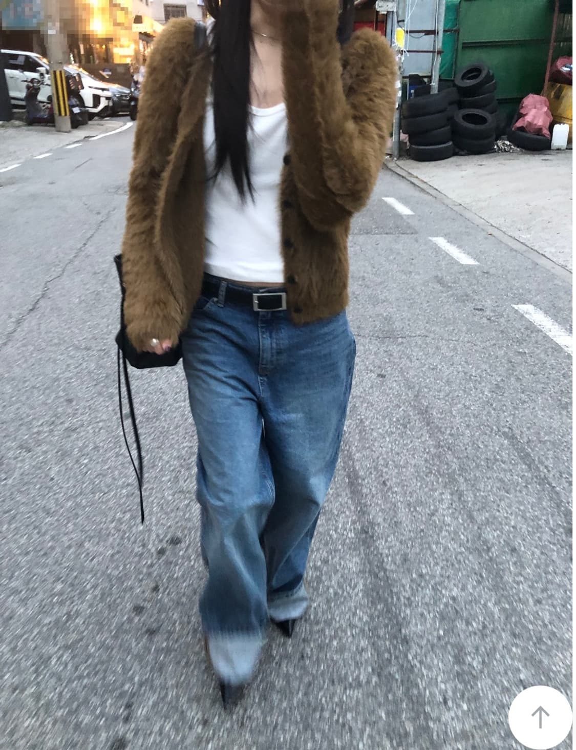 유어즈 yours 루즈핏 태니 퍼 가디건 상품이미지5