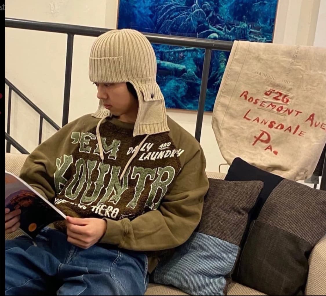 캐피탈 30 플리스 X 퍼 그리즐리 스웨트셔츠 카키 상품이미지2