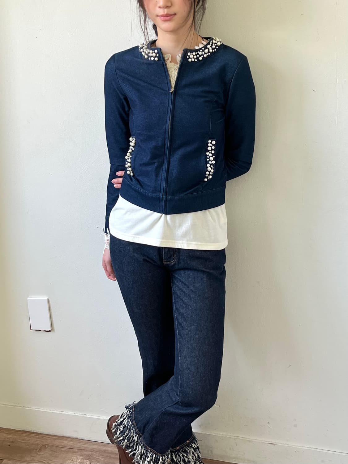 Bye Bye 라인스톤 청자켓 상품이미지5