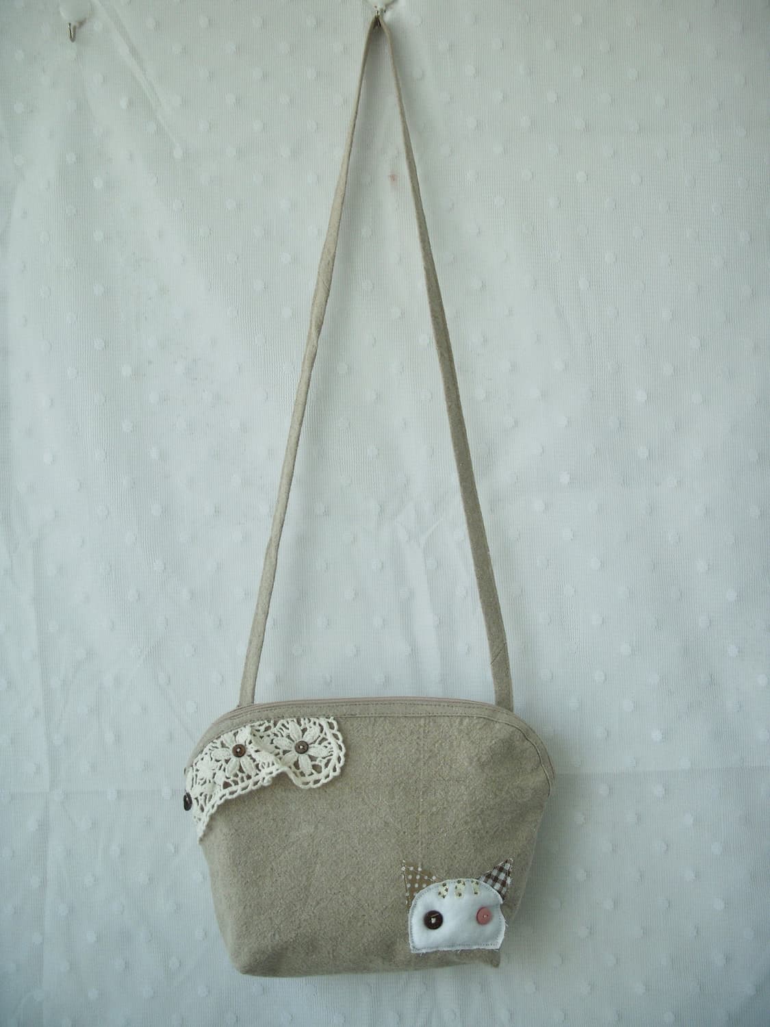 [HAND MADE] 핸드메이드 고양이 패치 크로스백 모리걸 상품이미지3