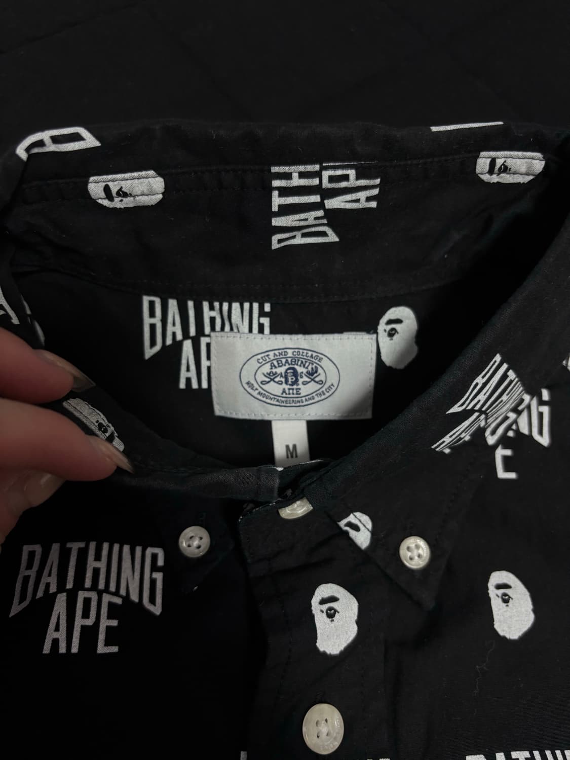 베이프 패턴 셔츠 블랙 M 상품이미지3