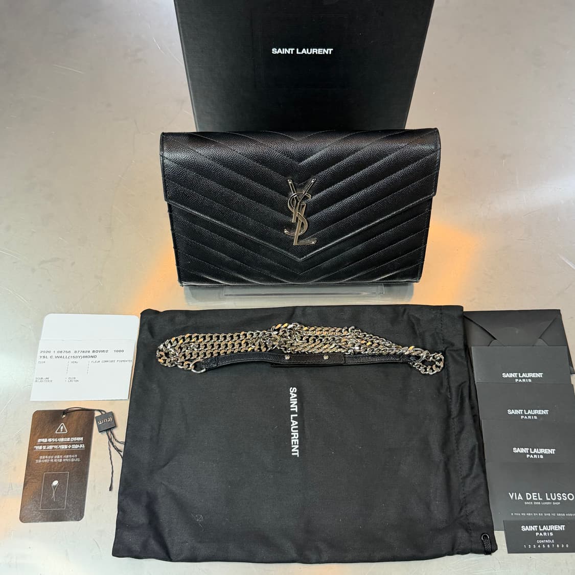 [리오브전포점] 생로랑 마틀라세 엔벨로프 WOC 은장 체인 숄더백 상품이미지1