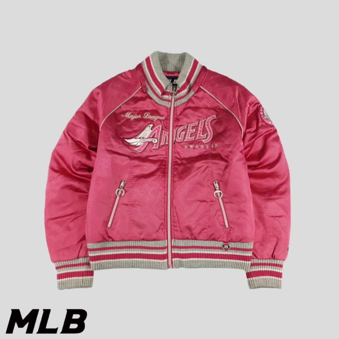 (구해요)  MLB angels 엠엘비 엔젤스 핑크 바시티자켓 야구점퍼 상품이미지1