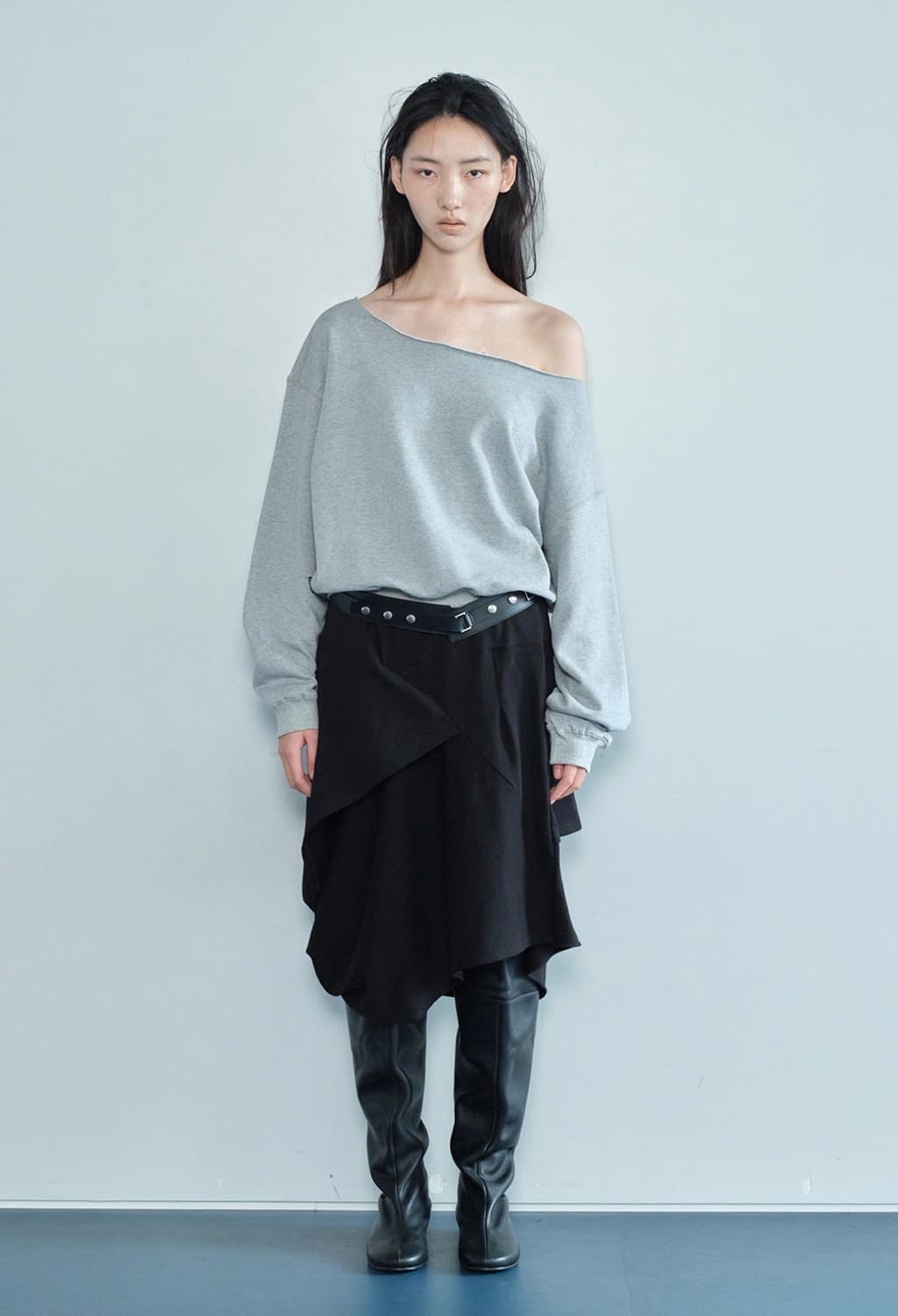 세릭 드레이프 스커트 블랙 SLASHED DRAPE SKIRT/BLACK 상품이미지2