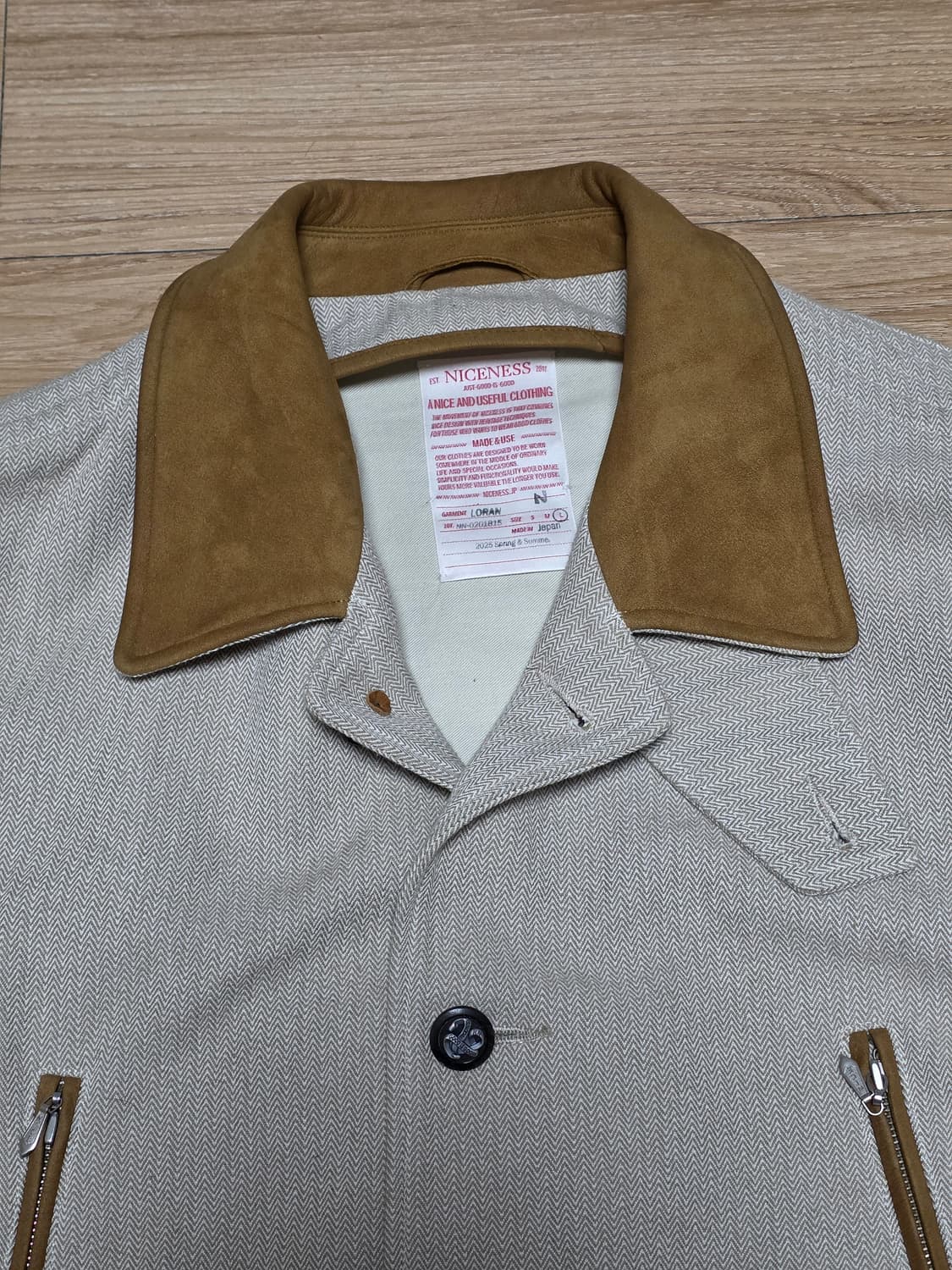 L size택포110만)25ss나이스네스 LORAN 헤링본 헌팅자켓 상품이미지3