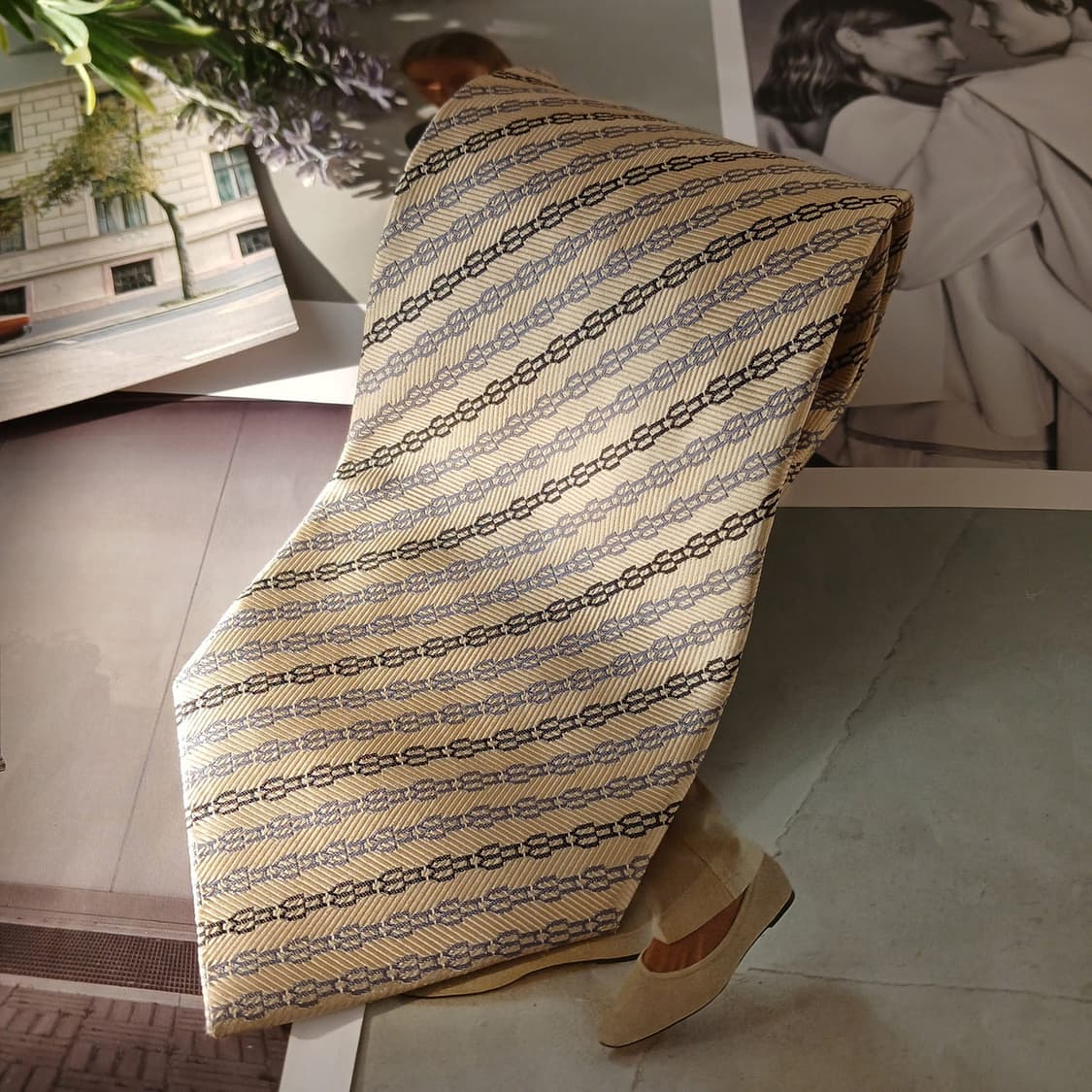 헌팅월드 실크 체인 스트라이프 넥타이 9.7cm A+등급 A19498
 상품이미지4