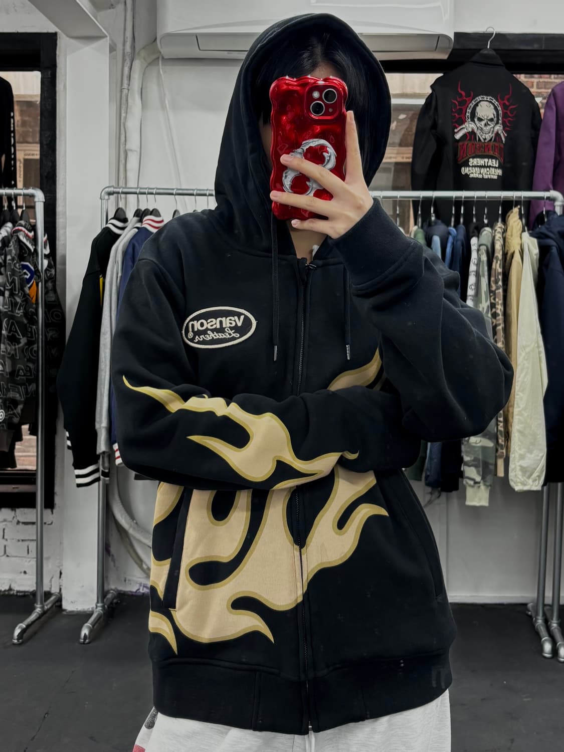 밴슨 레더 플레임 후드집업 상품이미지2