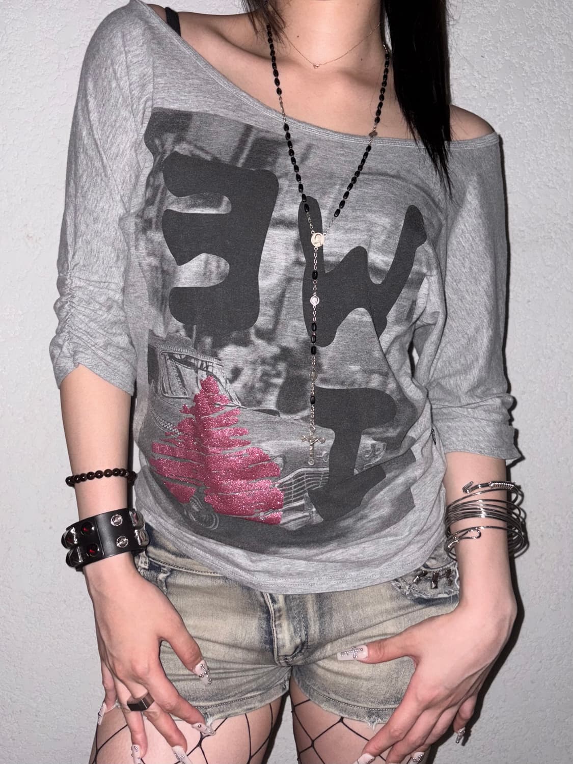 10 i luv me shirring grey top 상품이미지3