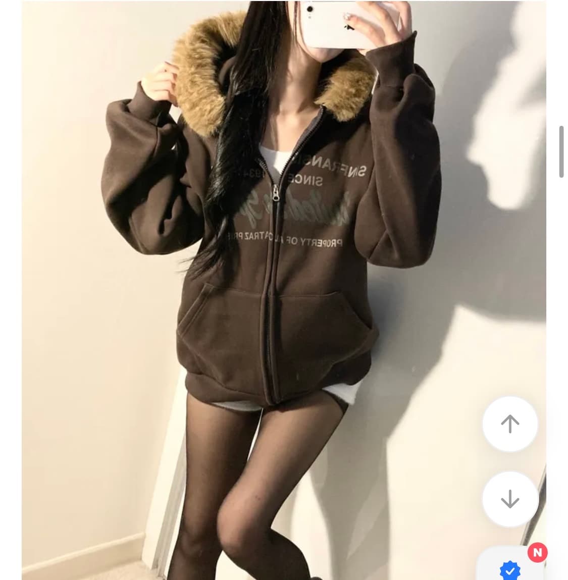 에이블리 레터링 털 모자 퍼 기모 후드집업 (새상품) 상품이미지1