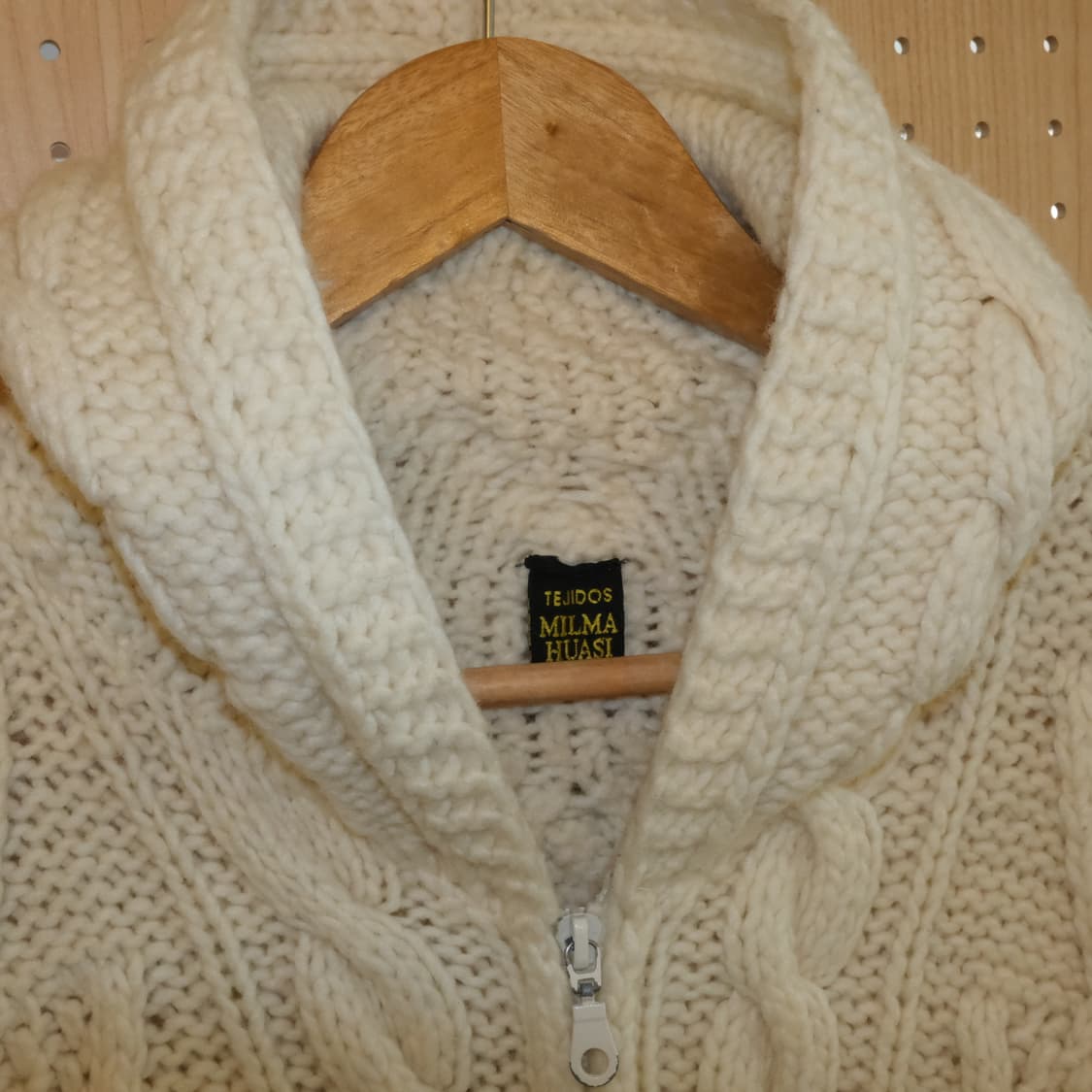 빈티지 핸드메이드 울 후드 니트 집업 상품이미지2