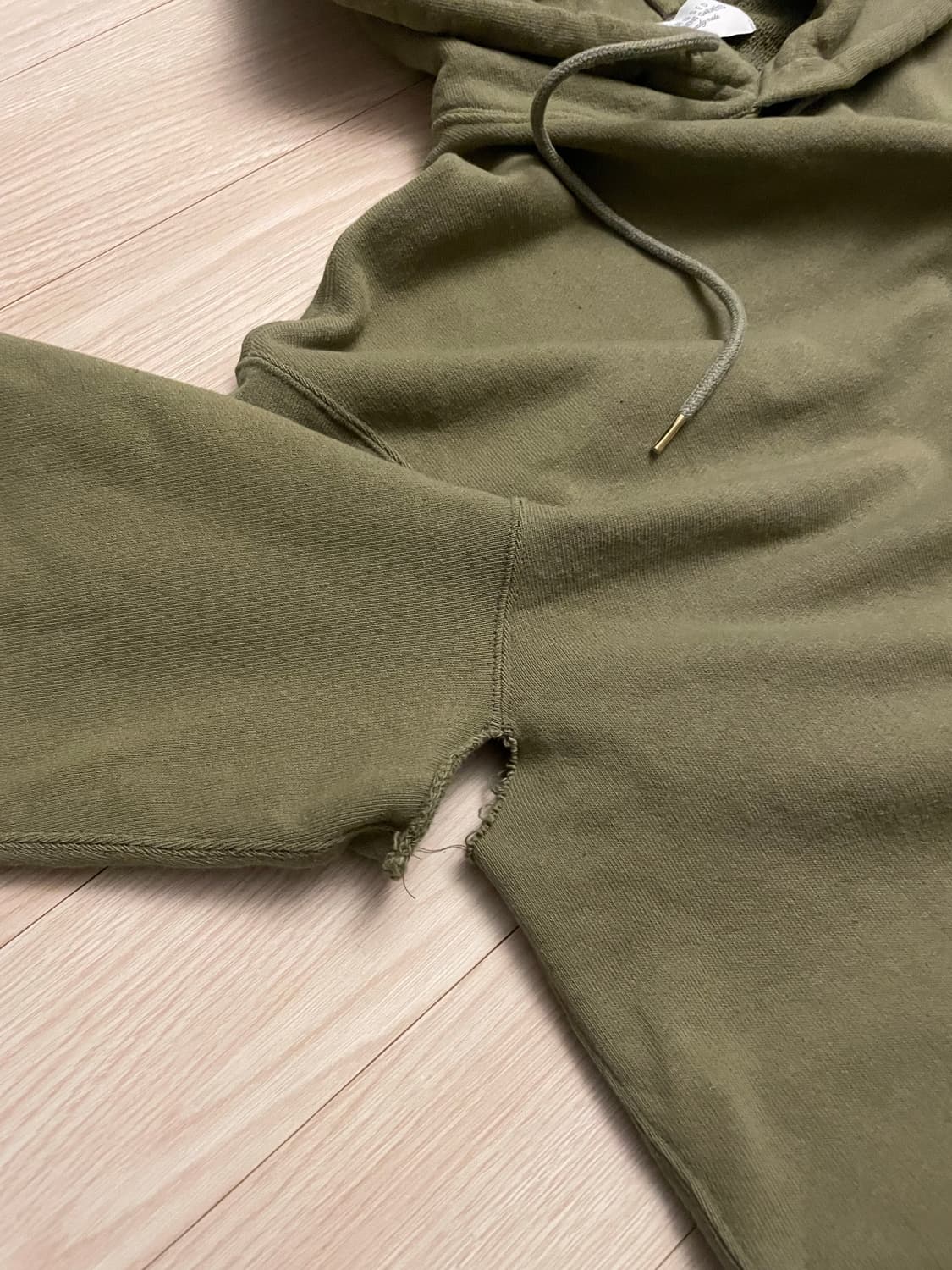 [2] 언유즈드 데미지 후드티 올리브 상품이미지5