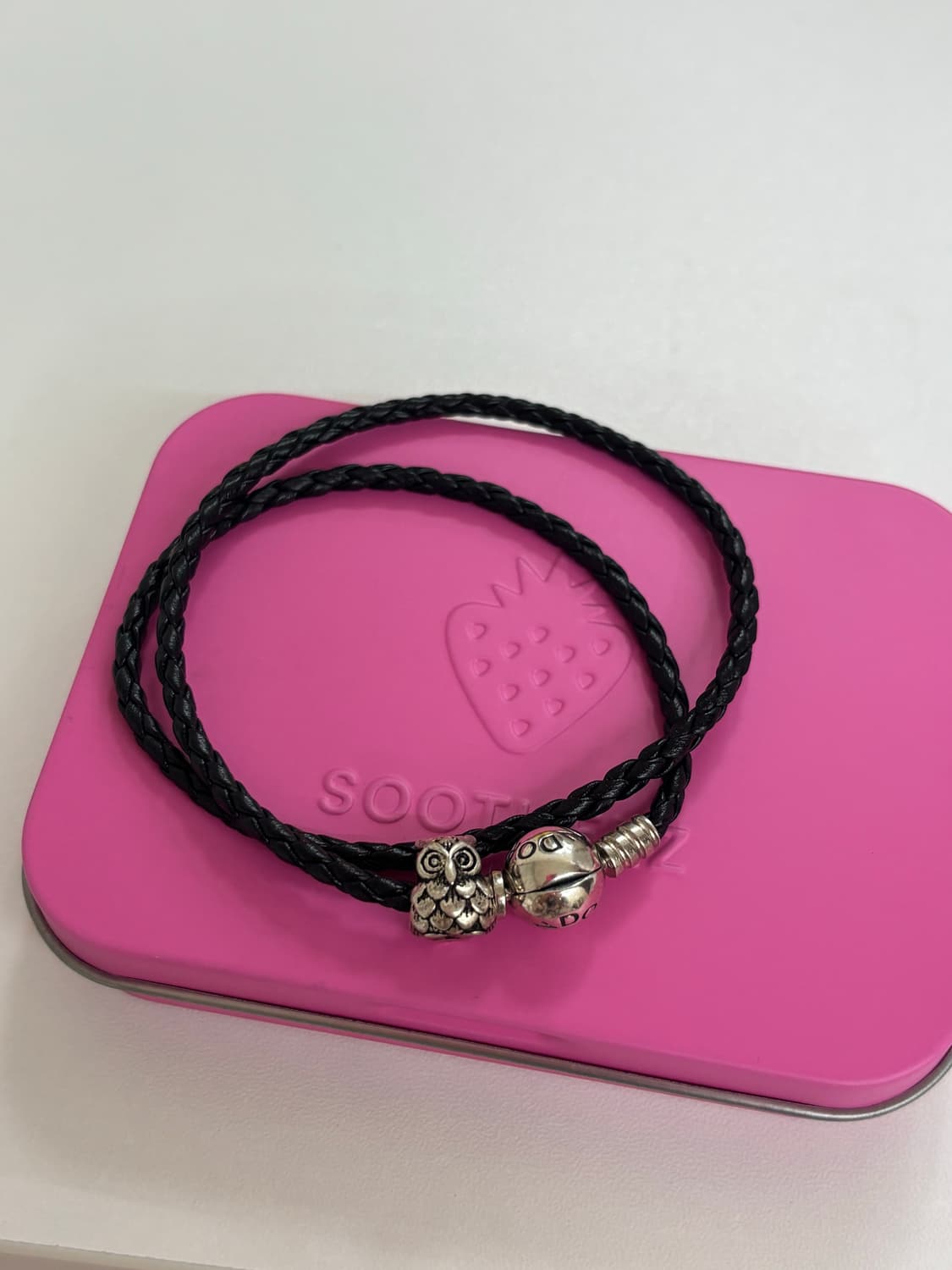 판도라 블랙 우븐 레더 브레이슬릿 상품이미지1